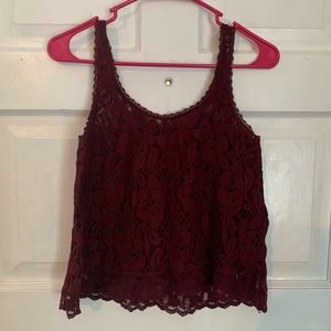 Abercrombie & Fitch XS Red Lace Tank top blouse